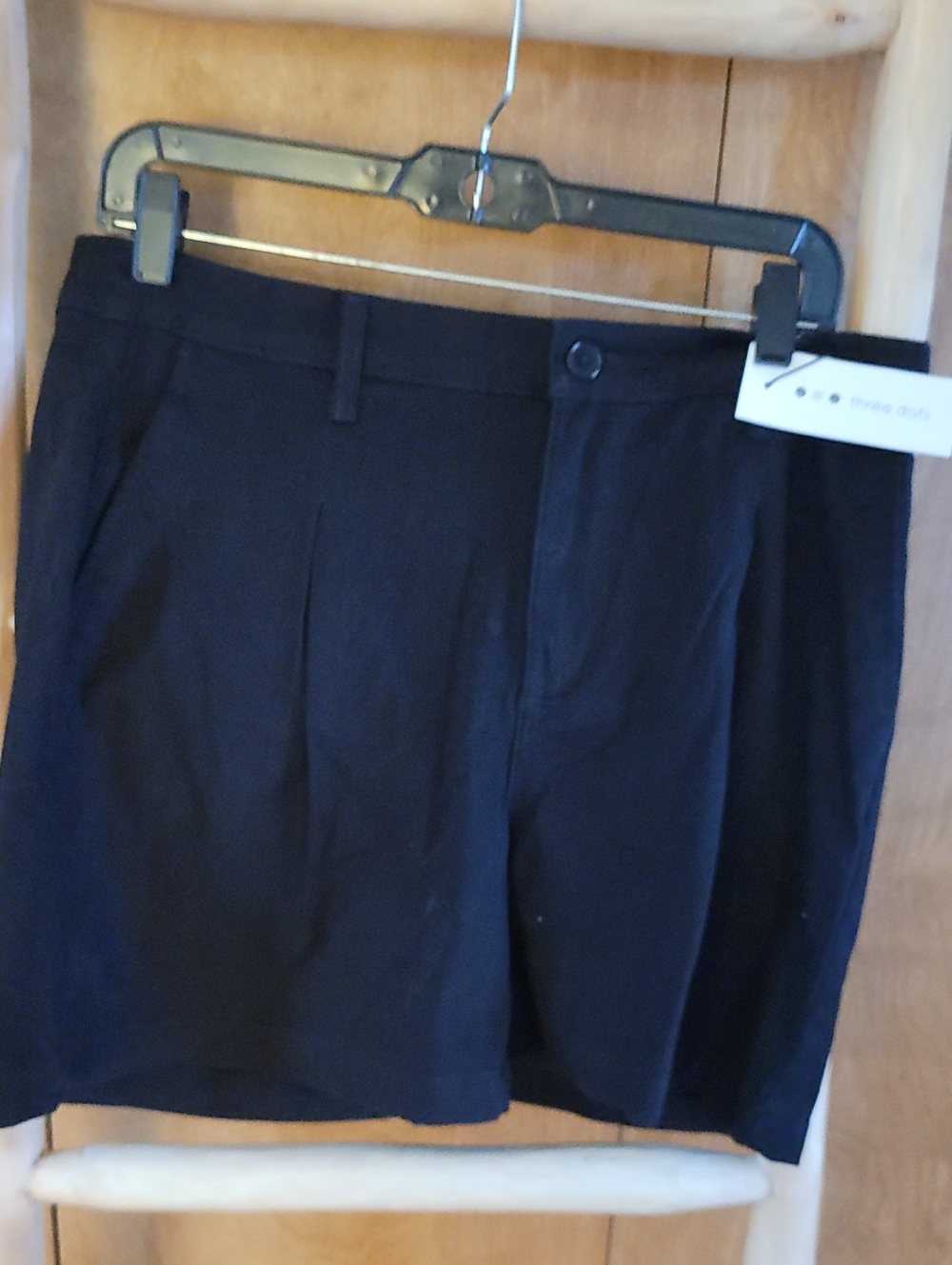Three Dots Black Pleated Shorts